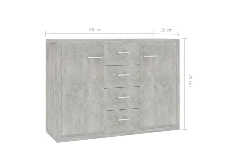 Skänk betonggrå 88x30x65 cm spånskiva - Grå - Förvaring - Förvaringsmöbler - Skänkar & sideboards