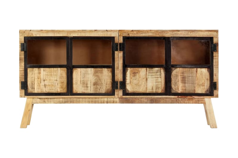 Skänk brun och svart 160x30x80 cm massivt grovt mangoträ - Brun - Skänkar & sideboards