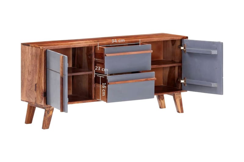 Skänk grå 120x30x55 cm massivt sheshamträ - Grå - Förvaring - Förvaringsmöbler - Skänkar & sideboards