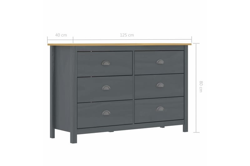 Skänk Hill Range grå 125x40x80 cm massiv furu - Grå - Förvaring - Förvaringsmöbler - Skänkar & sideboards
