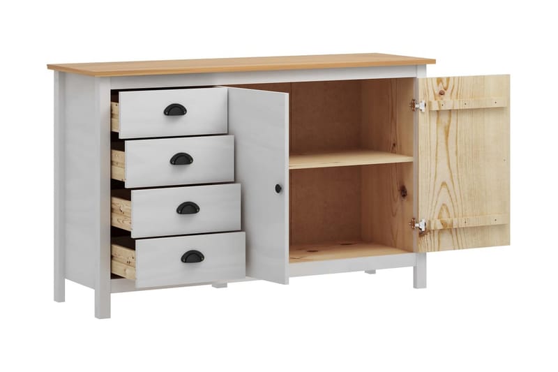 Skänk Hill Range vit 130x40x80 cm massiv furu - Vit - Skänkar & sideboards