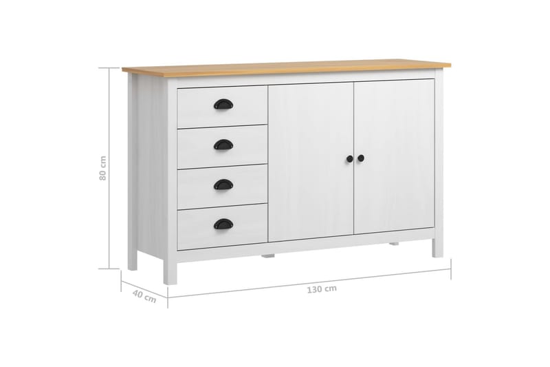 Skänk Hill Range vit 130x40x80 cm massiv furu - Vit - Skänkar & sideboards