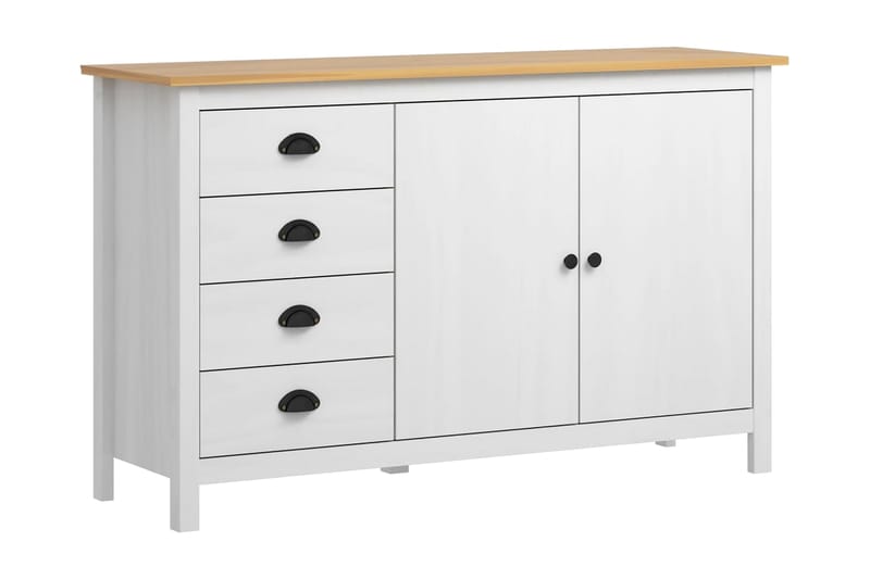 Skänk Hill Range vit 130x40x80 cm massiv furu - Vit - Förvaring - Förvaringsmöbler - Skänkar & sideboards