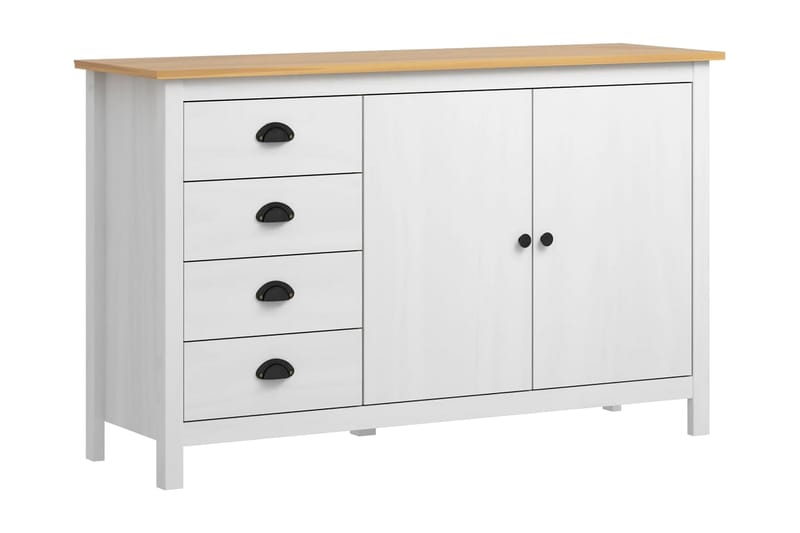 Skänk Hill Range vit 130x40x80 cm massiv furu - Vit - Skänkar & sideboards