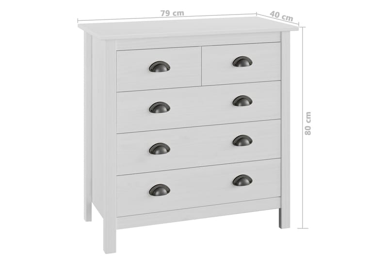 Skänk Hill Range vit 79x40x80 cm massiv furu - Vit - Förvaring - Förvaringsmöbler - Skänkar & sideboards