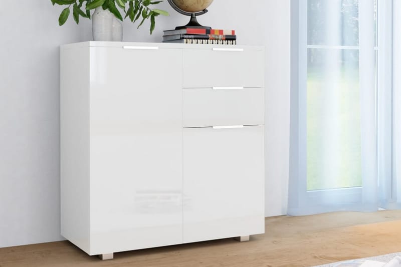 Skänk högglans vit 71x35x76 cm spånskiva - Vit - Skänkar & sideboards