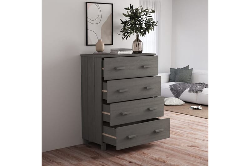 Skänk ljusgrå 79x40x103,5 cm massiv furu - Ljusgrå - Skänkar & sideboards