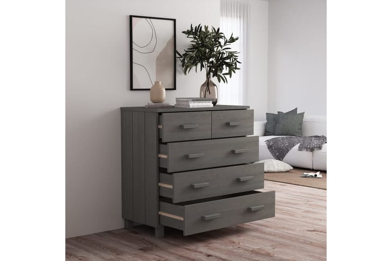 Skänk ljusgrå 79x40x80 cm massiv furu - Ljusgrå - Förvaring - Förvaringsmöbler - Skänkar & sideboards
