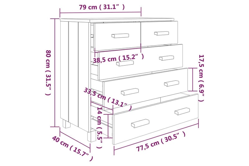 Skänk ljusgrå 79x40x80 cm massiv furu - Ljusgrå - Skänkar & sideboards