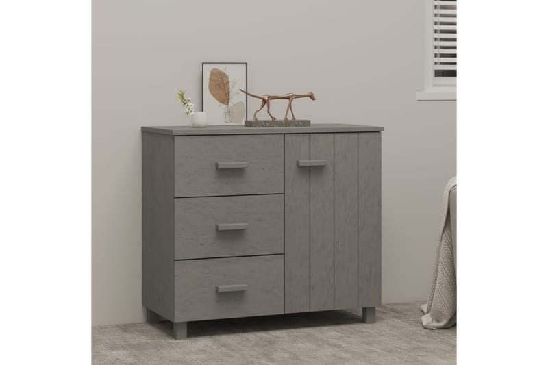 Skänk ljusgrå 90x40x80 cm massiv furu - Ljusgrå - Förvaring - Förvaringsmöbler - Skänkar & sideboards