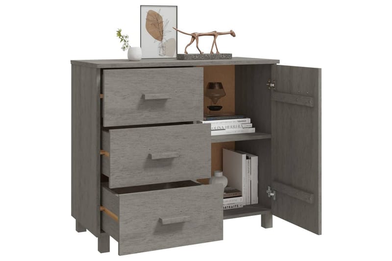 Skänk ljusgrå 90x40x80 cm massiv furu - Ljusgrå - Förvaring - Förvaringsmöbler - Skänkar & sideboards