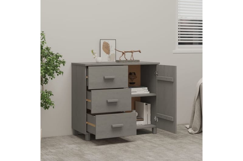 Skänk ljusgrå 90x40x80 cm massiv furu - Ljusgrå - Förvaring - Förvaringsmöbler - Skänkar & sideboards