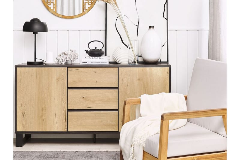Skänk ljusträ/svart ELDA - Trä/natur - Förvaring - Förvaringsmöbler - Skänkar & sideboards