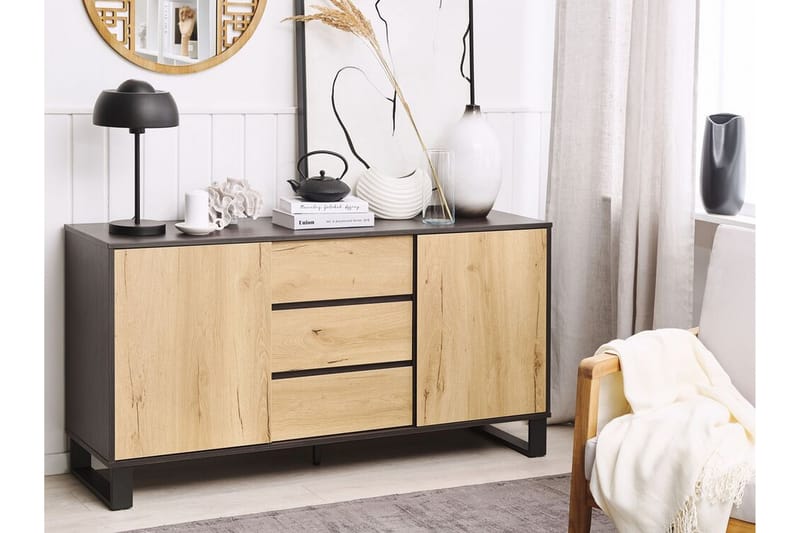 Skänk ljusträ/svart ELDA - Trä/natur - Förvaring - Förvaringsmöbler - Skänkar & sideboards