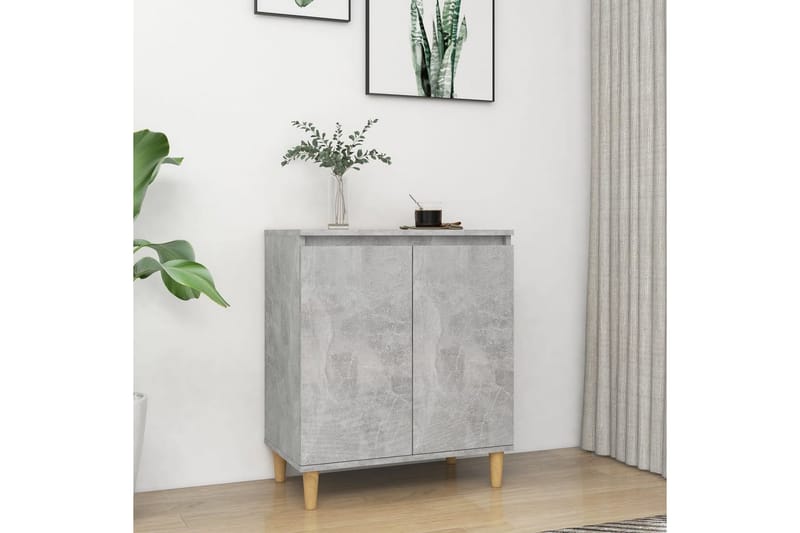 Skänk massiva träben betonggrå 60x35x70 cm spånskiva - Grå - Skänkar & sideboards