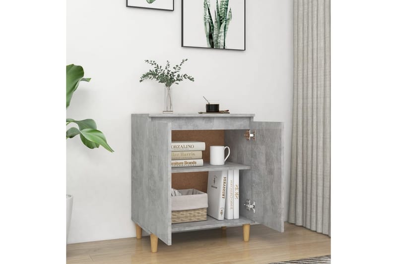 Skänk massiva träben betonggrå 60x35x70 cm spånskiva - Grå - Skänkar & sideboards