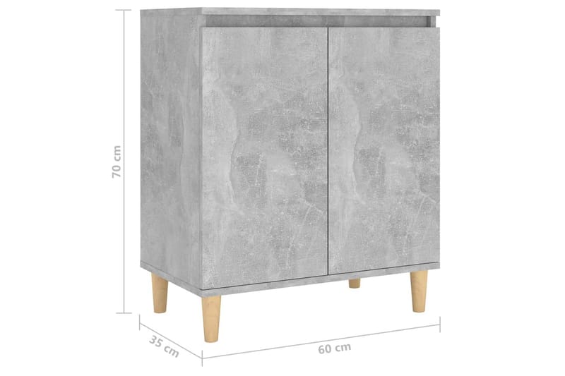 Skänk massiva träben betonggrå 60x35x70 cm spånskiva - Grå - Skänkar & sideboards