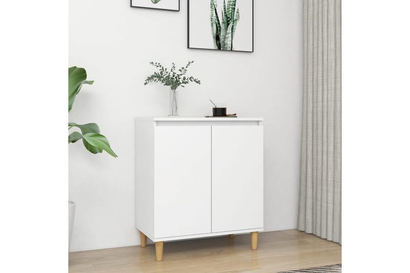 Skänk massiva träben vit 60x35x70 cm spånskiva - Vit - Skänkar & sideboards