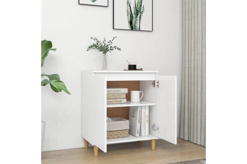 Skänk massiva träben vit 60x35x70 cm spånskiva - Vit - Skänkar & sideboards