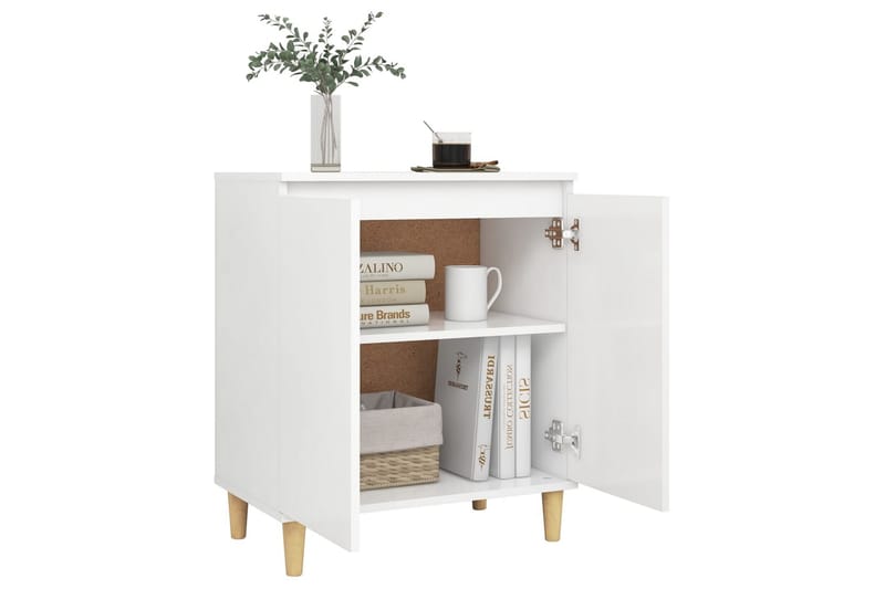 Skänk massiva träben vit 60x35x70 cm spånskiva - Vit - Skänkar & sideboards