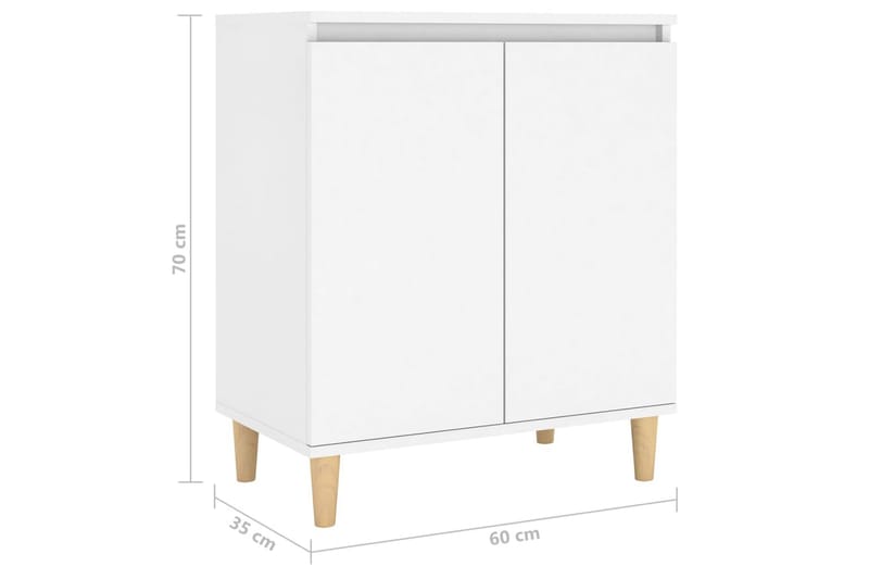 Skänk massiva träben vit 60x35x70 cm spånskiva - Vit - Skänkar & sideboards