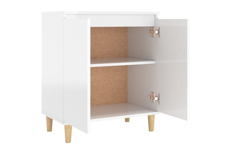 Skänk massiva träben vit högglans 60x35x70 cm spånskiva - Vit högglans - Förvaring - Förvaringsmöbler - Skänkar & sideboards