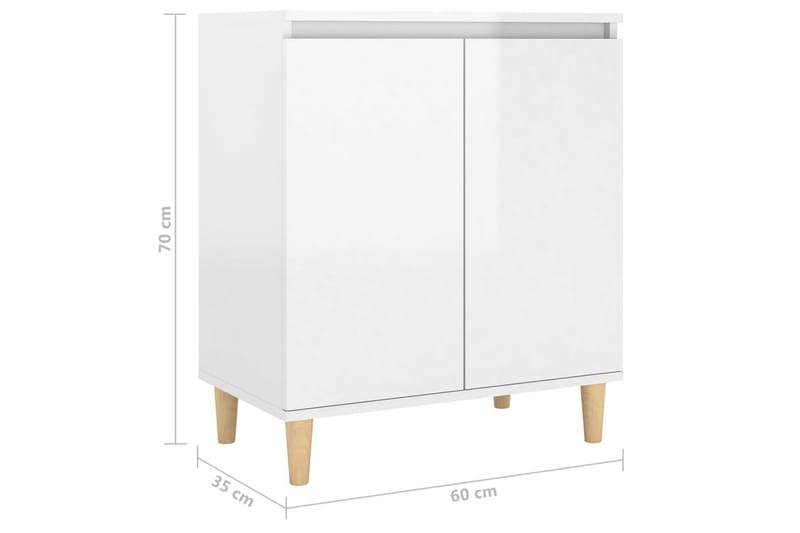 Skänk massiva träben vit högglans 60x35x70 cm spånskiva - Vit högglans - Förvaring - Förvaringsmöbler - Skänkar & sideboards