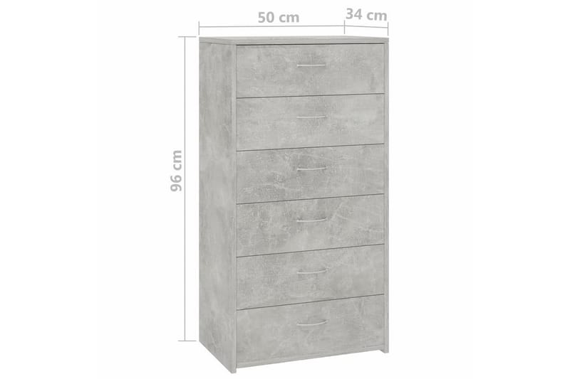 Skänk med 6 lådor betonggrå 50x34x96 cm spånskiva - Grå - Förvaring - Förvaringsmöbler - Skänkar & sideboards