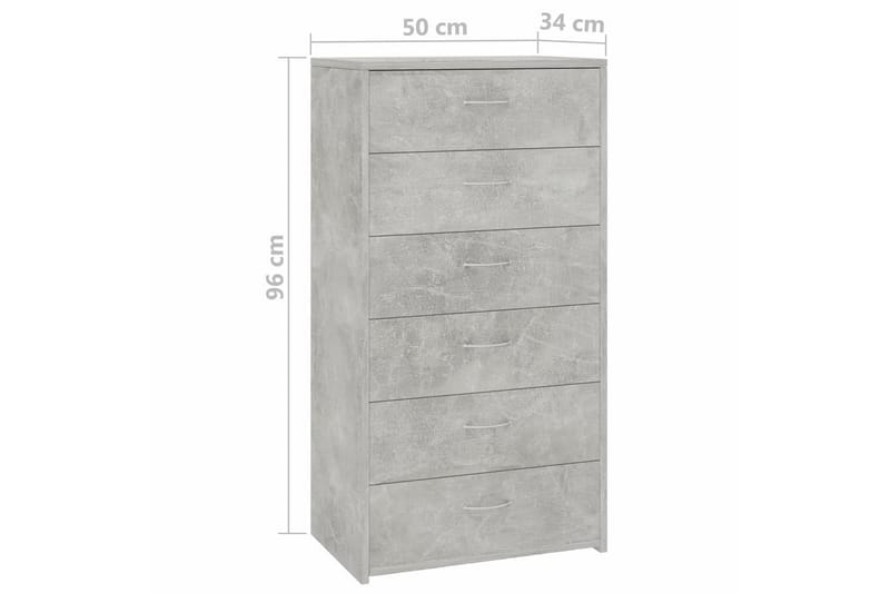 Skänk med 6 lådor betonggrå 50x34x96 cm spånskiva - Grå - Skänkar & sideboards