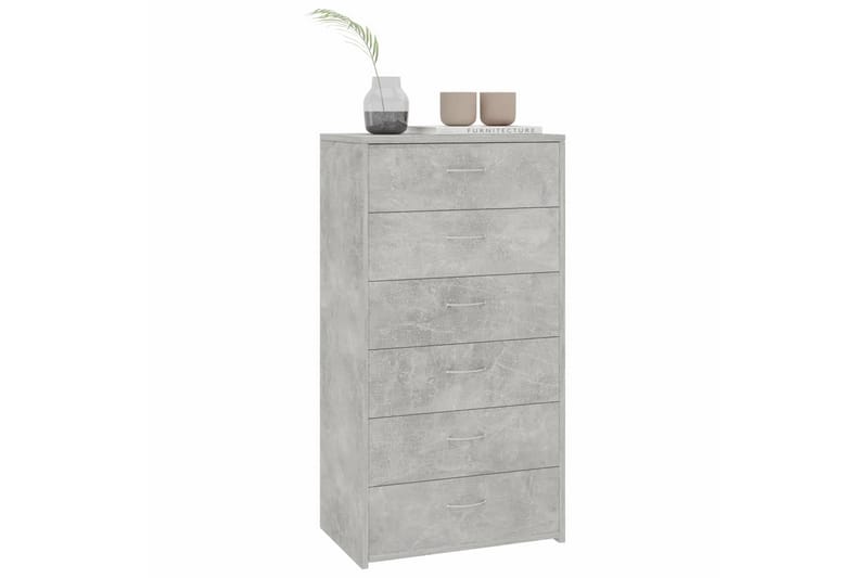 Skänk med 6 lådor betonggrå 50x34x96 cm spånskiva - Grå - Förvaring - Förvaringsmöbler - Skänkar & sideboards