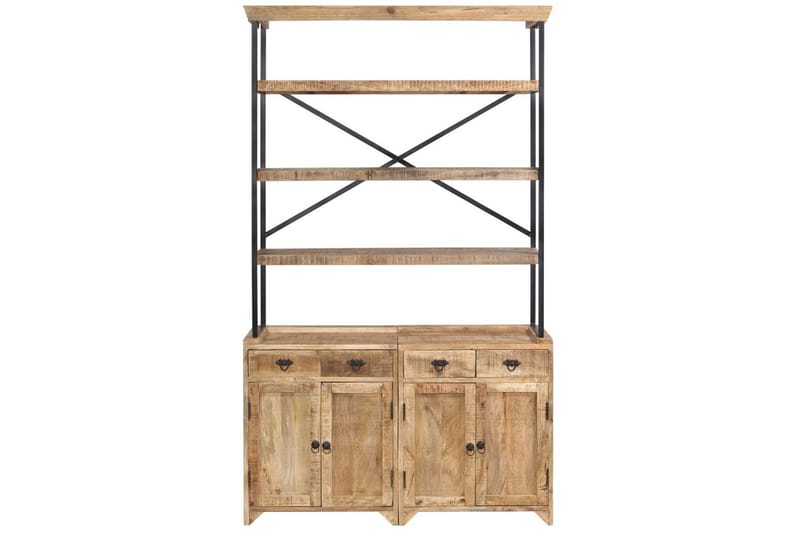 Skänk med hyllor massivt mangoträ 120x35x200 cm - Brun - Förvaring - Förvaringsmöbler - Skänkar & sideboards