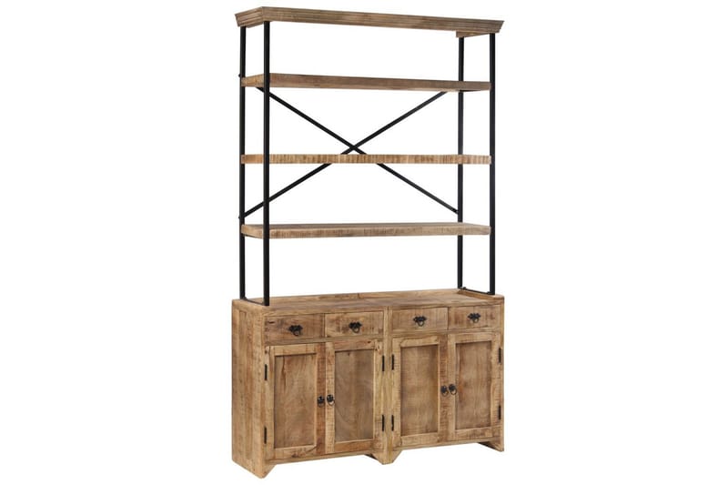 Skänk med hyllor massivt mangoträ 120x35x200 cm - Brun - Förvaring - Förvaringsmöbler - Skänkar & sideboards