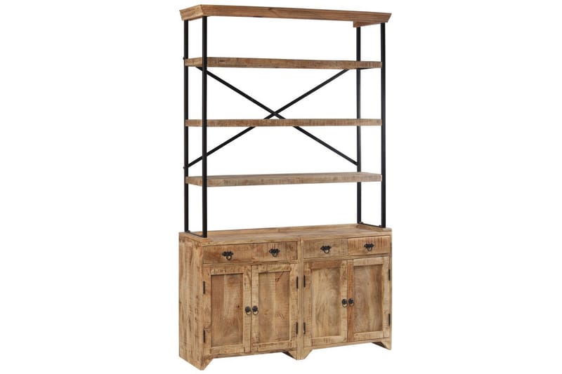 Skänk med hyllor massivt mangoträ 120x35x200 cm - Brun - Förvaring - Förvaringsmöbler - Skänkar & sideboards