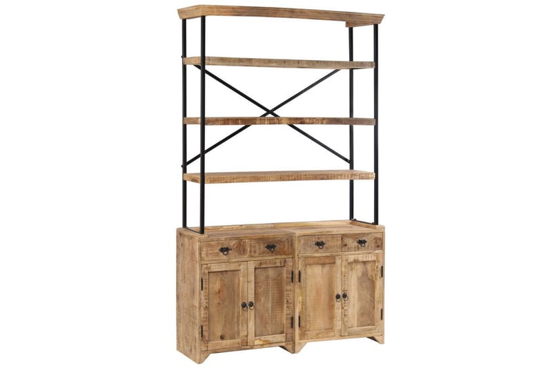 Skänk med hyllor massivt mangoträ 120x35x200 cm - Brun - Förvaring - Förvaringsmöbler - Skänkar & sideboards