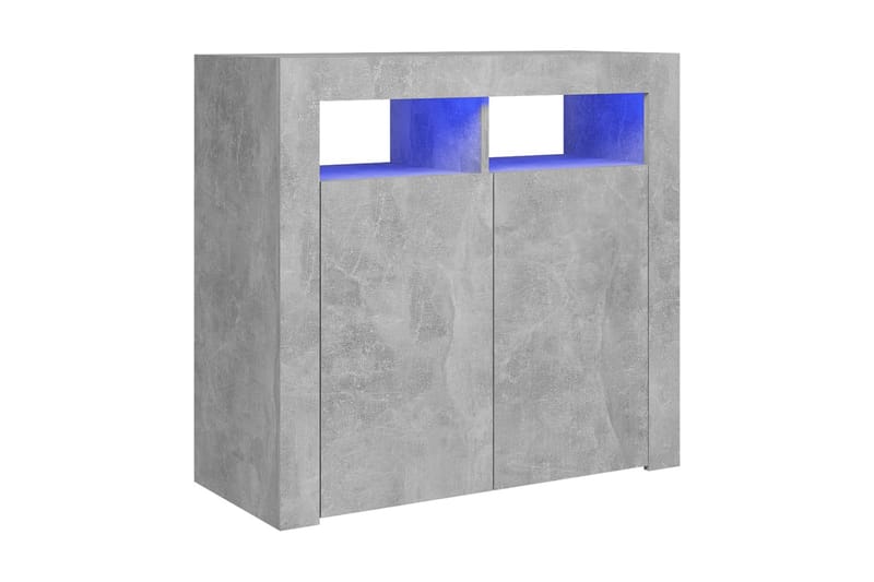 Skänk med LED-belysning betonggrå 80x35x75 cm - Betonggrå - Förvaring - Förvaringsmöbler - Skänkar & sideboards