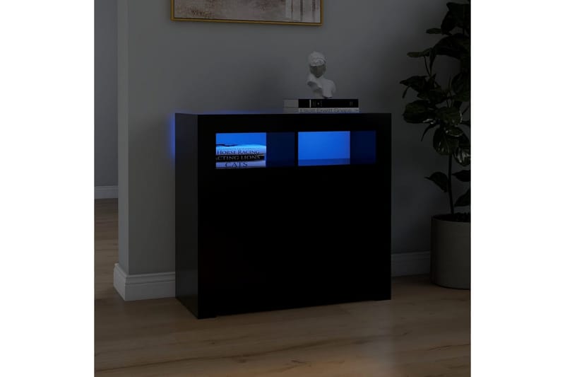 Skänk med LED-belysning svart 80x35x75 cm - Svart - Skänkar & sideboards