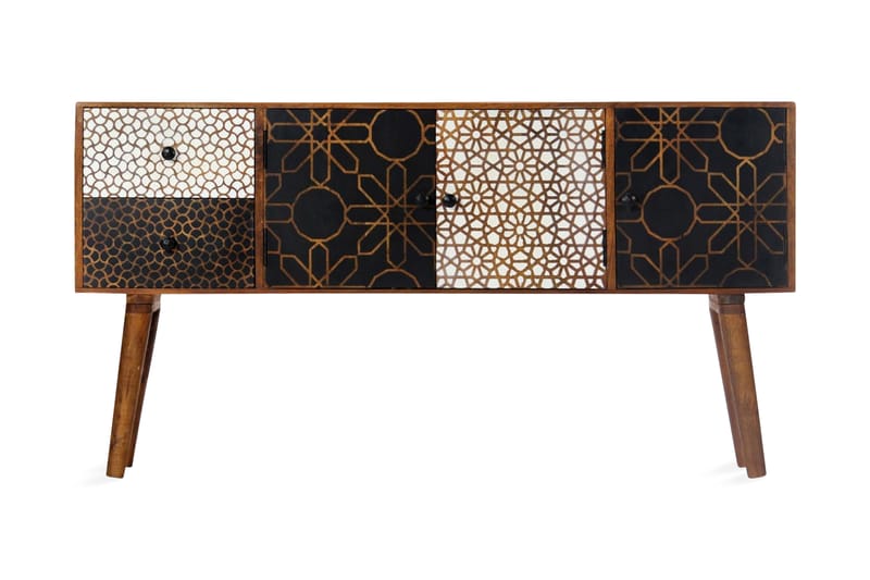 Skänk med mönster 130x30x70 cm massivt mangoträ - Brun - Förvaring - Förvaringsmöbler - Skänkar & sideboards