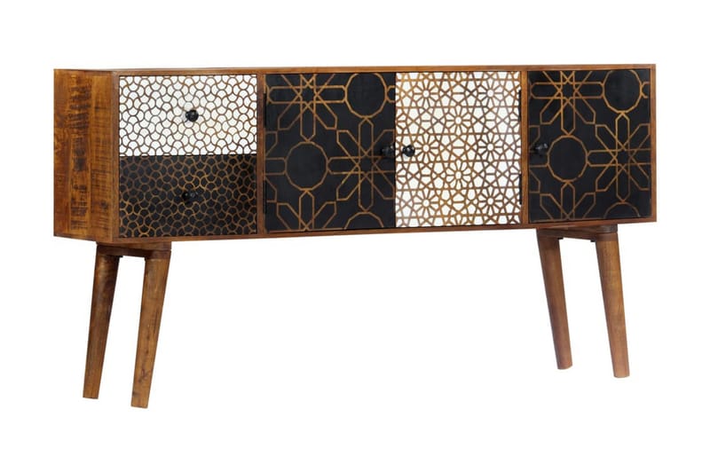 Skänk med mönster 130x30x70 cm massivt mangoträ - Brun - Förvaring - Förvaringsmöbler - Skänkar & sideboards