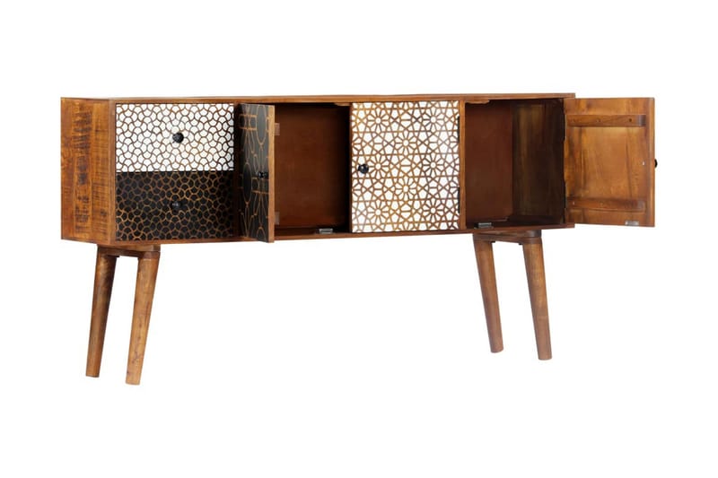 Skänk med mönster 130x30x70 cm massivt mangoträ - Brun - Förvaring - Förvaringsmöbler - Skänkar & sideboards
