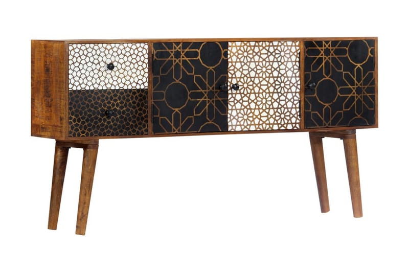 Skänk med mönster 130x30x70 cm massivt mangoträ - Brun - Förvaring - Förvaringsmöbler - Skänkar & sideboards