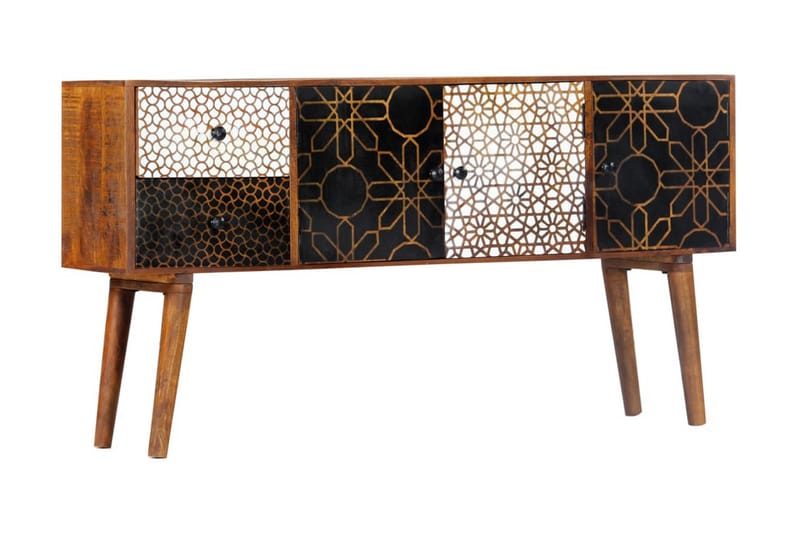 Skänk med mönster 130x30x70 cm massivt mangoträ - Brun - Förvaring - Förvaringsmöbler - Skänkar & sideboards