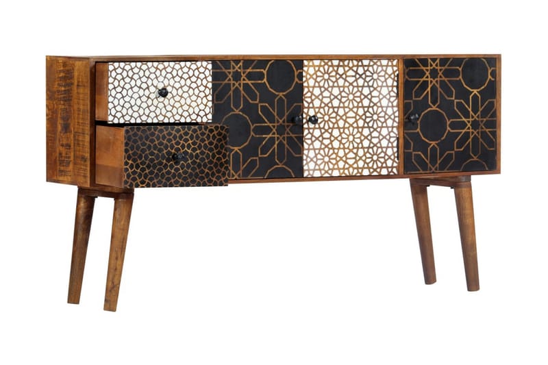 Skänk med mönster 130x30x70 cm massivt mangoträ - Brun - Förvaring - Förvaringsmöbler - Skänkar & sideboards