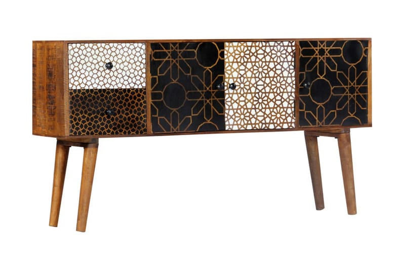 Skänk med mönster 130x30x70 cm massivt mangoträ - Brun - Förvaring - Förvaringsmöbler - Skänkar & sideboards