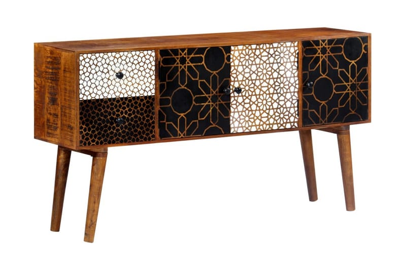 Skänk med mönster 130x30x70 cm massivt mangoträ - Brun - Förvaring - Förvaringsmöbler - Skänkar & sideboards