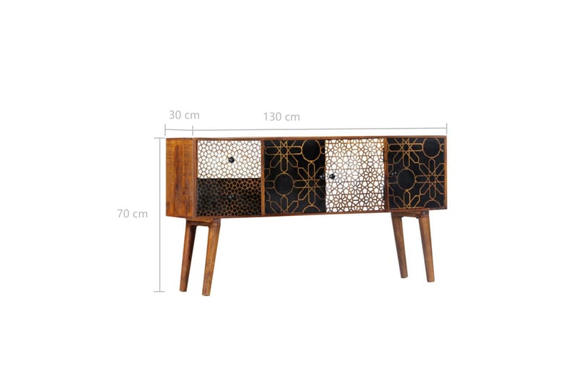 Skänk med mönster 130x30x70 cm massivt mangoträ - Brun - Förvaring - Förvaringsmöbler - Skänkar & sideboards