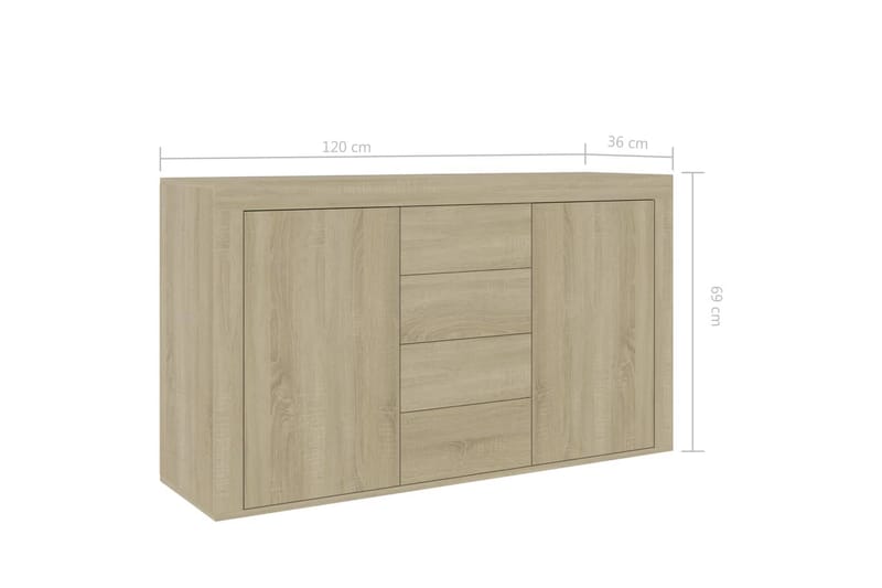 Skänk sonoma-ek 120x36x69 cm spånskiva - Brun - Skänkar & sideboards