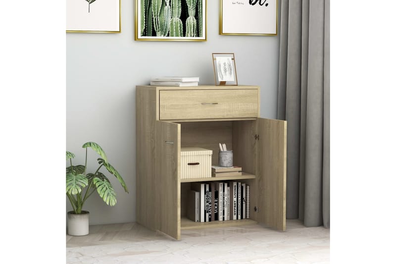 Skänk sonoma-ek 60x30x75 cm spånskiva - Brun - Förvaring - Förvaringsmöbler - Skänkar & sideboards