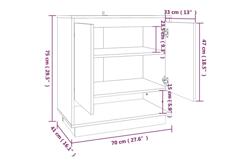 Skänk sonoma-ek 70x41x75 cm spånskiva - Ek - Förvaring - Förvaringsmöbler - Skänkar & sideboards