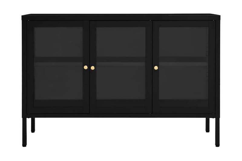 Skänk svart 105x35x70 cm stål och glas - Svart - Förvaring - Förvaringsmöbler - Skänkar & sideboards