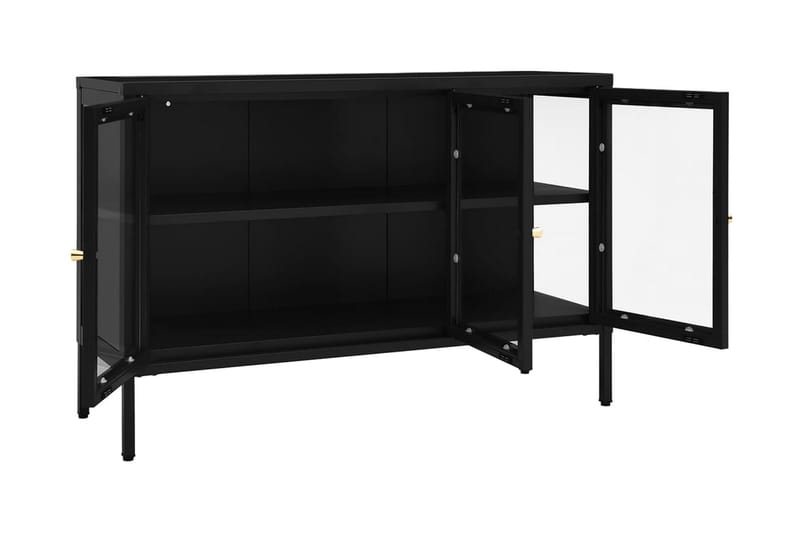Skänk svart 105x35x70 cm stål och glas - Svart - Förvaring - Förvaringsmöbler - Skänkar & sideboards
